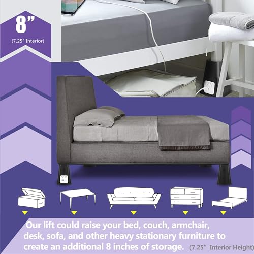 Heavy Duty Bed Risers with USB Outlets - 7.25" Lift, 4-Pack