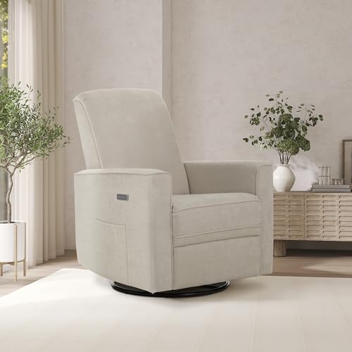 Upholstered Power Glider Recliner with USB Charging and 275° Swivel