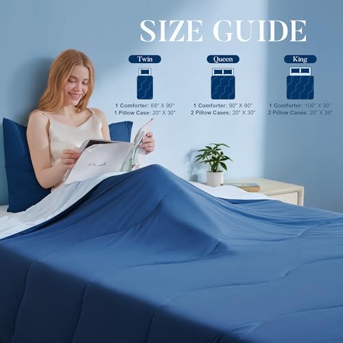 Cooling Comforter Set King Size with Pillowcases - Lightweight Summer Blanket