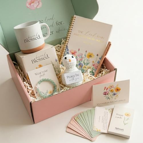 Christian Gift Basket for Women, Faith Gift Set with Mug & Bible Affirmations