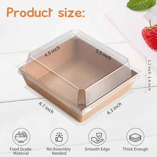 Brown 20 Pack Charcuterie Boxes with Clear Lids - Disposable Food Containers for Cakes, Desserts, Parties & Weddings