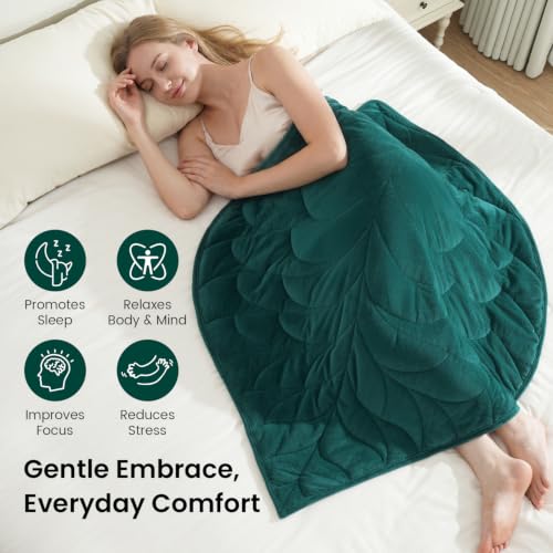 Leaf-Shaped Weighted Lap Blanket - 41" x 53" - Forest Green