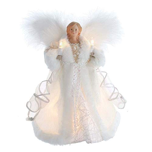 Kurt S. Adler 10-Inch White Angel Treetop with 10 UL Lights