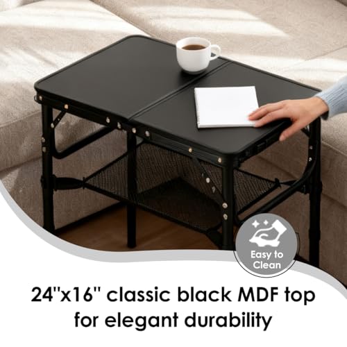 Adjustable Folding TV Tray Table, Portable Aluminum Snack Side Table