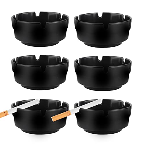 6-Piece Stackable Plastic Ashtray Set for Indoor and Outdoor Use
