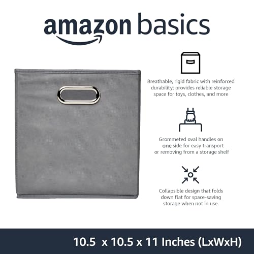 Collapsible Fabric Cube Storage Bins with Handles Light Grey 6-Pack 10.5 Inch