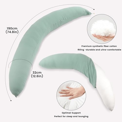 C-Shaped Pregnancy Pillow for Side Sleeping - 74 Inch Body Pillow