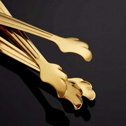 Mini Stainless Steel Gold Tongs for Appetizers & Desserts - 2 Pack