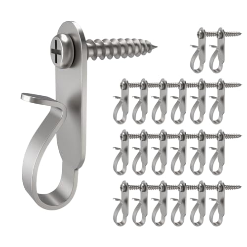 Stainless Steel Screw Hooks for String Lights, 40 Pack Anti-Drop Hangers
