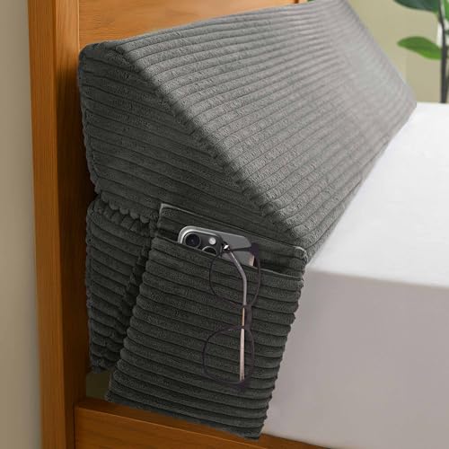 King Size Wedge Pillow for Bed Gap Filler - Adjustable Foam Support (Grey 76"x11"x9")