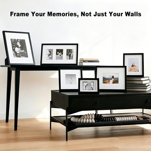 5x7 Solid Wood Picture Frame with Real Glass - Black Wall & Tabletop Frame