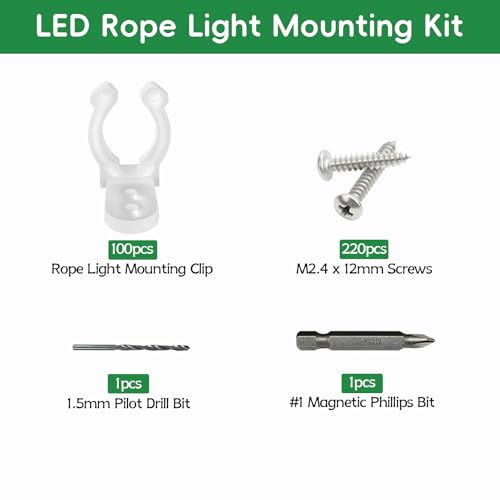 Fixpax 1/2-Inch LED Rope Light Mounting Clips & Hangers – Indoor/Outdoor