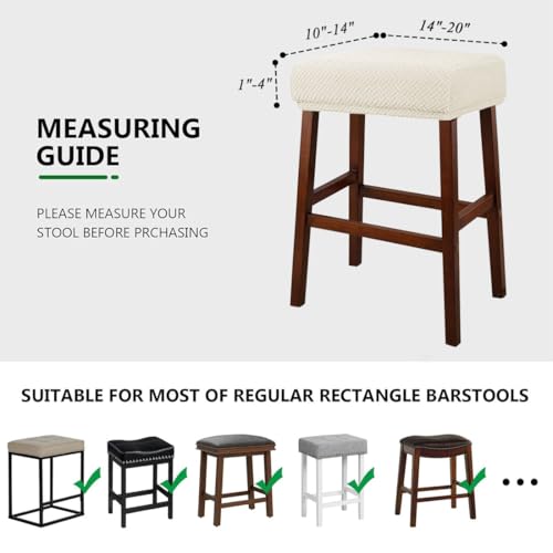 Rectangular Stool Covers Set of 4, Stretch Washable Beige Slipcovers