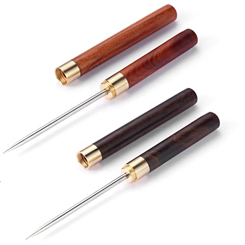KABUDA 9-Inch Stainless Steel Ice Picks Set with Safety Covers, Non-Slip Wooden Handles