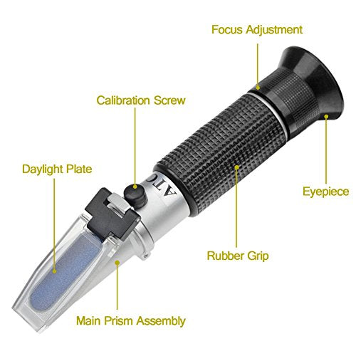 Dual Scale Brix Refractometer with ATC - Specific Gravity Hydrometer