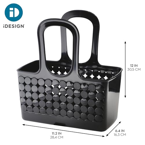 iDesign Portable Shower Tote Caddy for College Dorm or Bathroom, Set of 3, Black, Made in USA