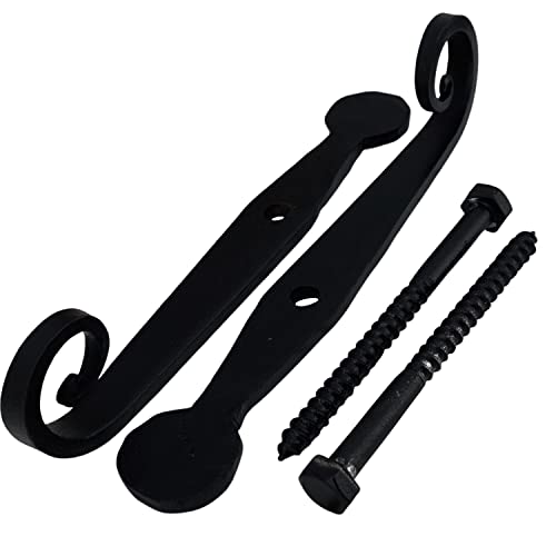 Wrought Iron Rat Tail Shutter Dogs - Colonial Style Tiebacks (Pair)