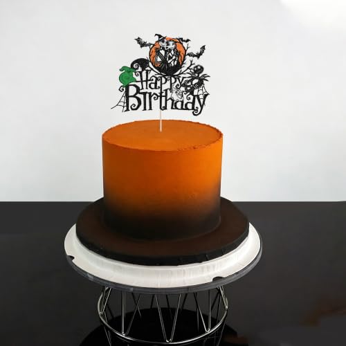 ZHUOWEISM Design 15 Halloween Cake Topper Jack and Sally Glitter Decor for Nightmare Before Christmas Party