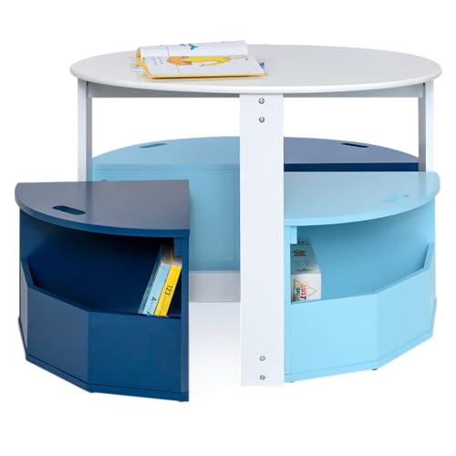 Toddler Table and 4-Chair Set with Storage - Round Kids Activity Furniture