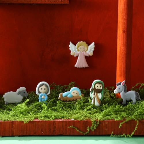 Cinnvoice Colorful Jesus Nativity Scene Set - 60 Mini Decorations, Christmas Crafts