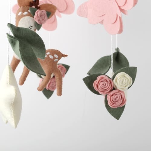 Handcrafted Deer Hanging Mobile for Nursery Decor with Butterflies