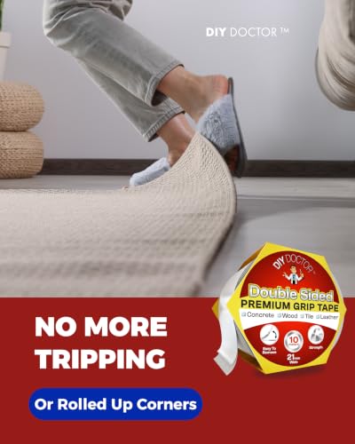 Heavy Duty Double Sided Carpet Tape - 20m x 21mm Extra Strong Rug Adhesive