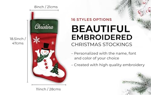Personalized Christmas Stocking with Embroidered Name - 18.5" Reindeer