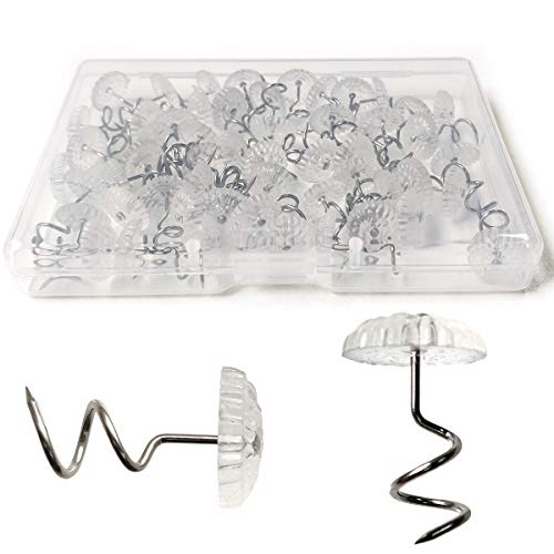 50-Pack Clear Head Twist Pins for Upholstery, Bedskirts and Slipcovers