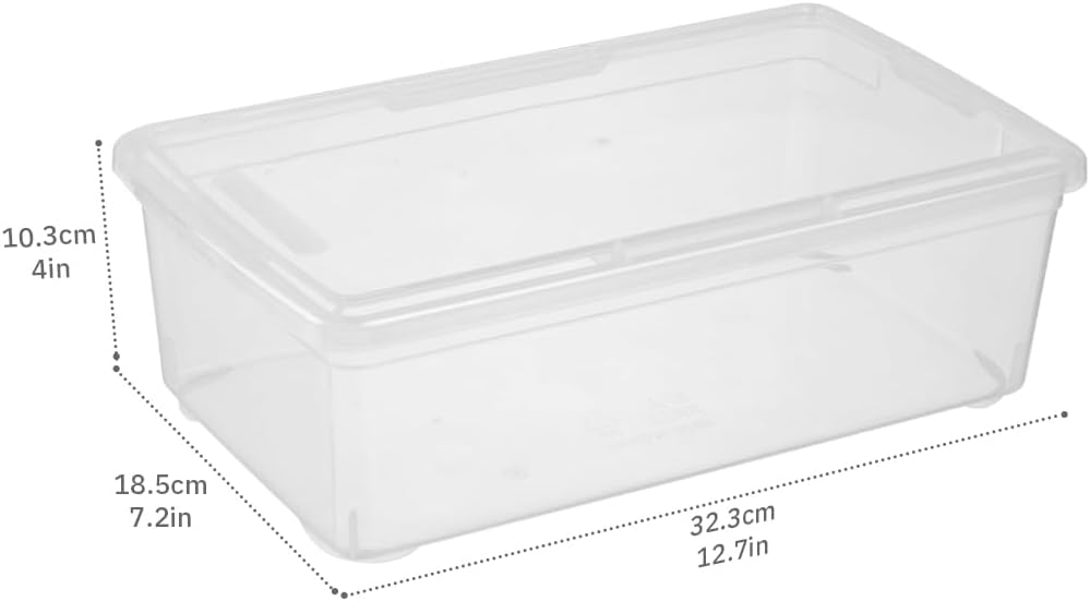 Skiennix 6Qt Shoe Storage Box - 12 Pack Durable Stackable Organizer Bins with Lid | Ideal for Shoes & Crafts