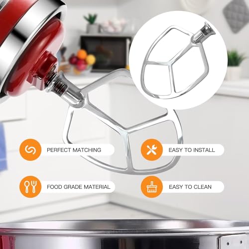 Stainless Steel Flat Beater Attachment for 5-6 Quart Bowl-Lift Stand Mixers