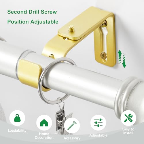 Adjustable Curtain Rod Brackets - Heavy Duty Metal Holders, 3-Pack