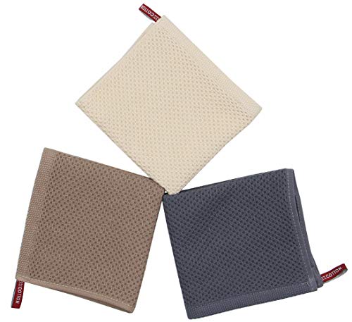 Absorbent Cotton Waffle Kitchen Dish Cloths, 12x12 Inch, 6 Pack