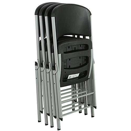 Commercial Grade Folding Chairs, 4 Pack, Heavy Duty Steel Frame, Black