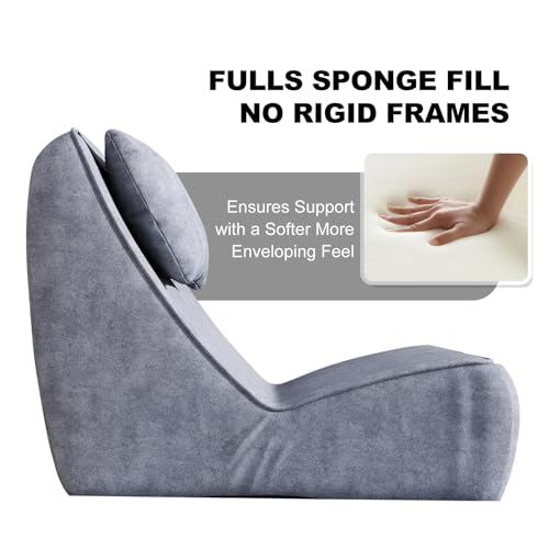 Corduroy Chaise Lounge Chair with Ottoman and Neck Pillow