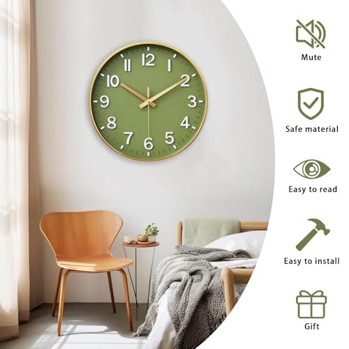 8-Inch Silent Wall Clock, Non-Ticking Modern Round Clock with 3D Numbers