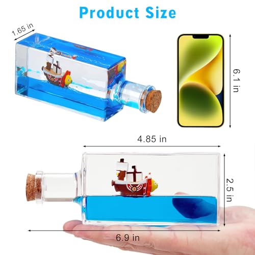 Unsinkable Anime Ship in a Bottle Liquid Motion Desk Ornament