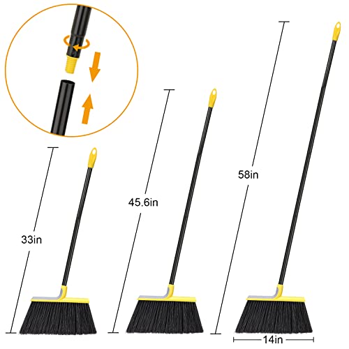 Heavy-Duty Commercial Outdoor Broom 4-Pack with 58" Long Handle & 14" Head