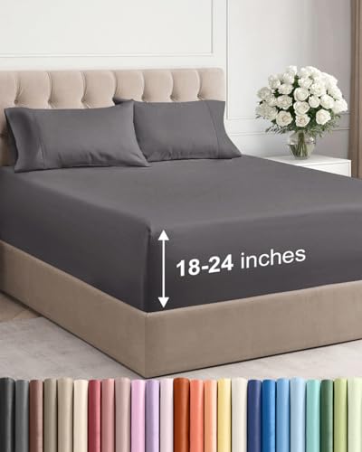Extra Deep Pocket Queen Sheet Set - 4 Piece Cooling Microfiber Bed Sheets