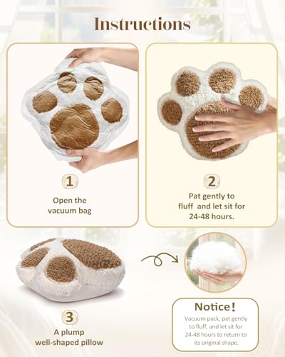 Paw Shaped Throw Pillow, Soft Plush Animal Cushion for Couch and Sofa