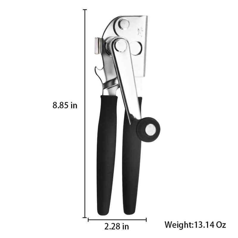 Crank Can Openers Manual with Magnetic,Heavy Duty Commercial Can Opener,Long Big Handle Can Opener for Seniors,Black