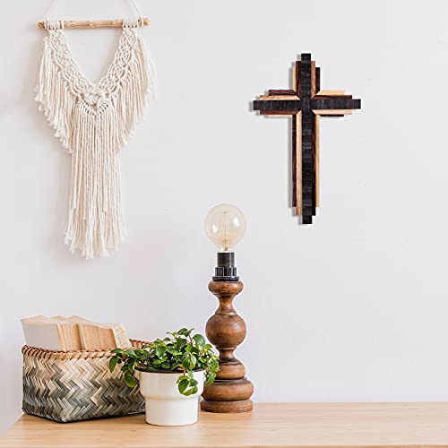 Rustic 3D Wooden Wall Cross, Triple Layered Reclaimed Wood Hanging Decor