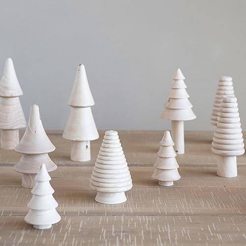 Creative Co-Op Natural Wood Trees, Set of 6