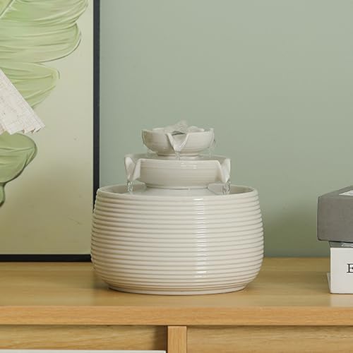Mini Ceramic Tabletop Water Fountain - Quiet Desktop Waterfall Feature