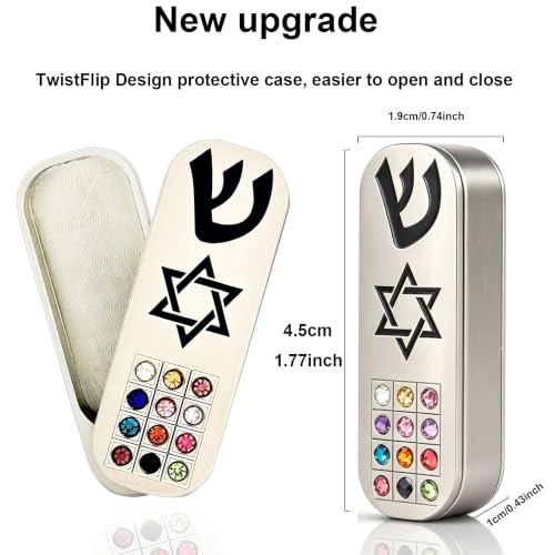 Car Mezuzah with Traveler Prayer Scroll, Metal TwistFlip Case for Vehicle
