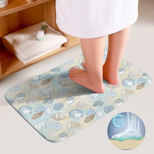 Coastal Seashells Pattern Decorative Carpet 15.7x23.6 Inch Non-Slip Rug