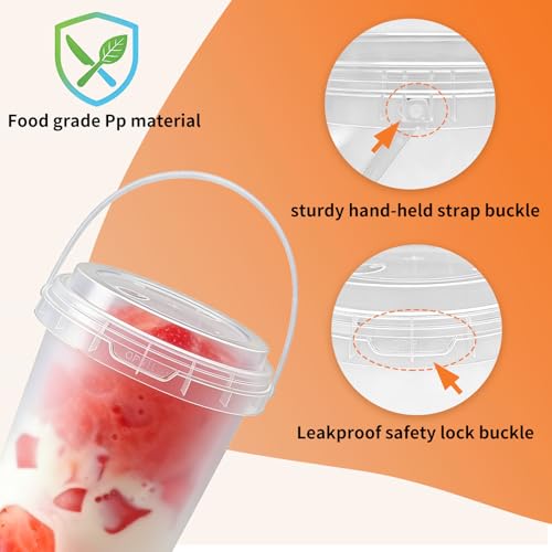 15-Pack 34oz Plastic Cups with Lids & Straws - Disposable Buckets for Drinks, Summer Parties