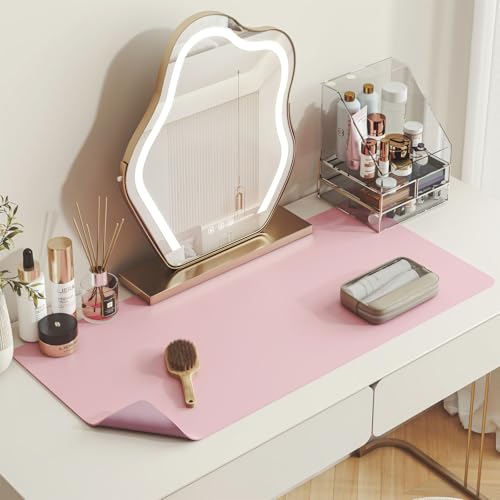 Waterproof Leather Makeup Vanity Mat, Non-Slip Desk Pad Protector