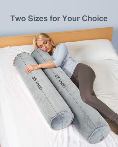 Inflatable Body Pillow for Travel | 47-Inch Soft Round Pillow for Side Sleepers