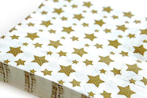 Gold Star Napkins - 6.5 Inch Gold Star Disposable Napkins, 40 Ct