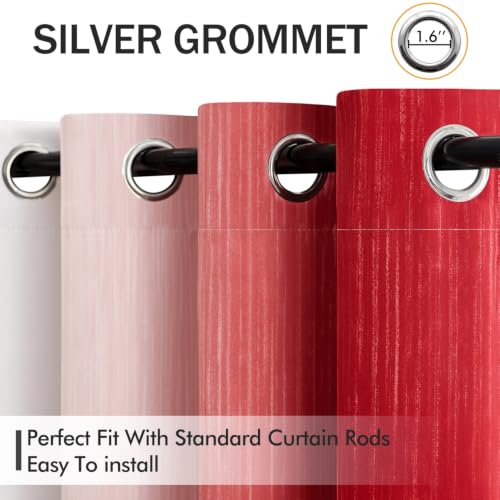 MIULEE Christmas Red and Grey Ombre Blackout Curtains 52x90 Inches, Pack of 2